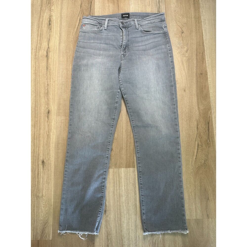 Hudson Jeans 32 Straight-Leg Frayed Gray Washed Faded Women’s Jeans